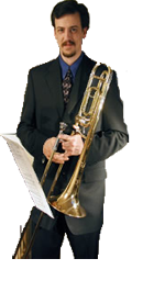 Dan Burrows holding his trombone